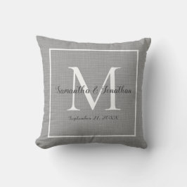 Elegant Modern Monogram Gray Gray Wedding Keepslag Kussen