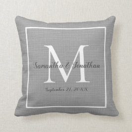 Elegant Modern Monogram Gray Gray Wedding Keepslag Kussen