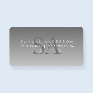 Elegant Modern Monogram Grijs Ombre Retouradres Etiket