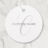 Elegant modern monogram | Grijs & Wit (bewerkbaar) Bedankjes Labels (Voorkant)