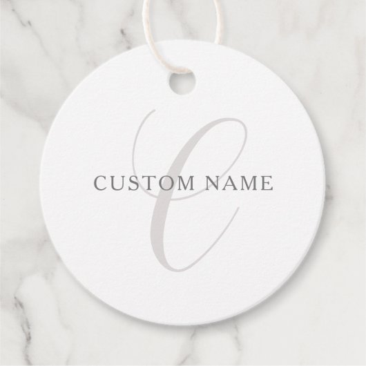 Elegant modern monogram | Grijs & Wit (bewerkbaar) Bedankjes Labels (Voorkant)