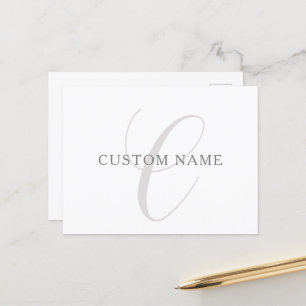 Elegant modern monogram   Grijs & Wit (bewerkbaar) Briefkaart