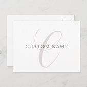 Elegant modern monogram | Grijs & Wit (bewerkbaar) Briefkaart (Voorkant / Achterkant)
