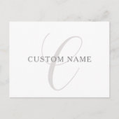 Elegant modern monogram | Grijs & Wit (bewerkbaar) Briefkaart (Voorkant)