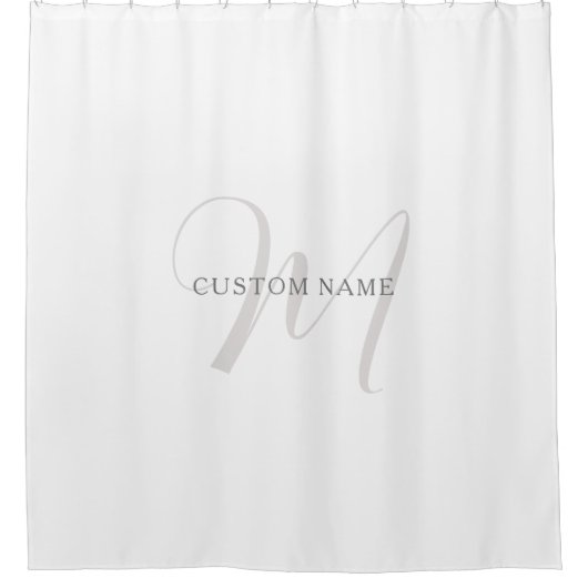 Elegant modern monogram | Grijs & Wit (bewerkbaar) Douchegordijn (Voorkant)