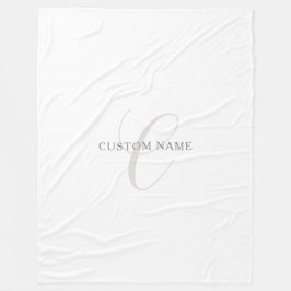 Elegant modern monogram | Grijs & Wit (bewerkbaar) Fleece Deken