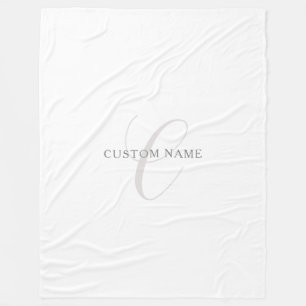 Elegant modern monogram   Grijs & Wit (bewerkbaar) Fleece Deken