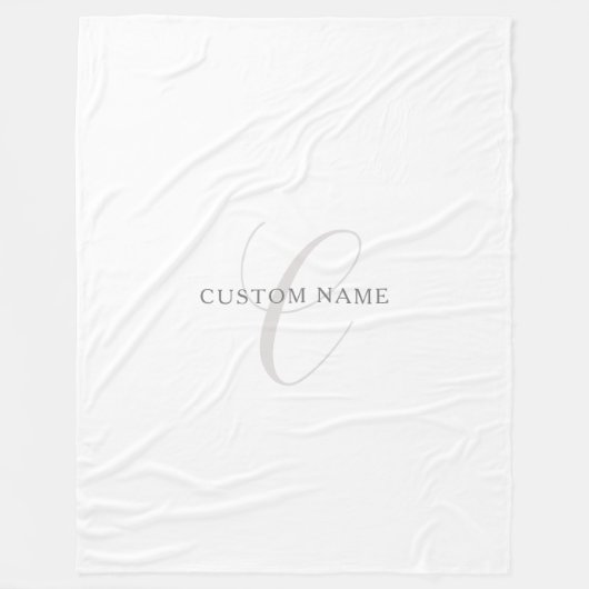 Elegant modern monogram | Grijs & Wit (bewerkbaar) Fleece Deken (Voorkant)