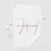 Elegant modern monogram | Grijs & Wit (bewerkbaar) Golfhanddoek (Insitu)