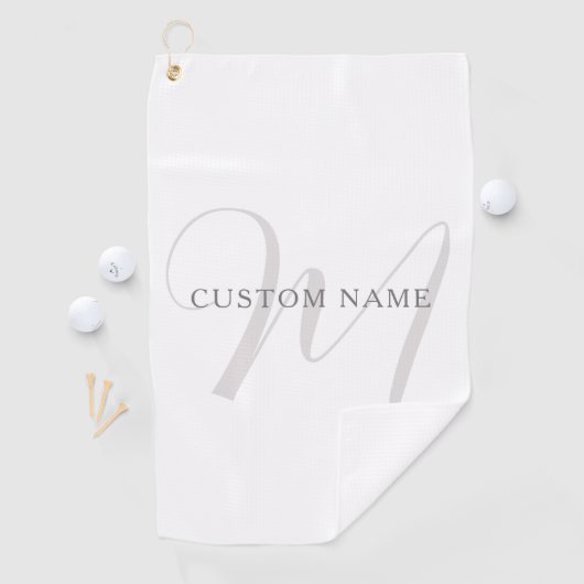 Elegant modern monogram | Grijs & Wit (bewerkbaar) Golfhanddoek (Insitu)