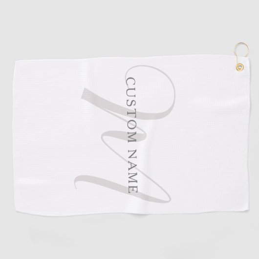 Elegant modern monogram | Grijs & Wit (bewerkbaar) Golfhanddoek (Horizontaal)