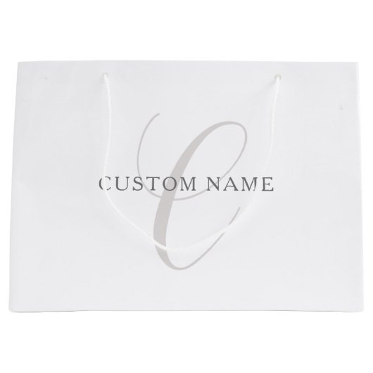 Elegant modern monogram | Grijs & Wit (bewerkbaar) Groot Cadeauzakje (Voorkant)