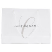 Elegant modern monogram | Grijs & Wit (bewerkbaar) Groot Cadeauzakje (Achterkant)