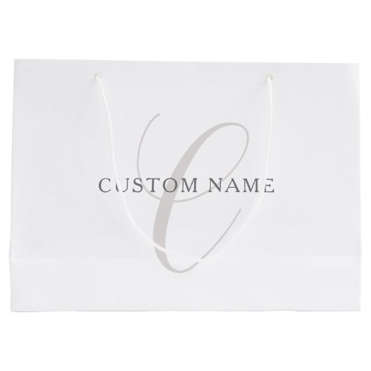 Elegant modern monogram | Grijs & Wit (bewerkbaar) Groot Cadeauzakje (Achterkant)