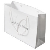 Elegant modern monogram | Grijs & Wit (bewerkbaar) Groot Cadeauzakje (Achterkant Gekanteld)