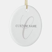 Elegant modern monogram | Grijs & Wit (bewerkbaar) Keramisch Ornament (Rechts)