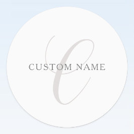 Elegant modern monogram | Grijs & Wit (bewerkbaar) Labels