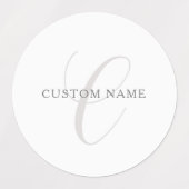 Elegant modern monogram | Grijs & Wit (bewerkbaar) Labels (Design 2)