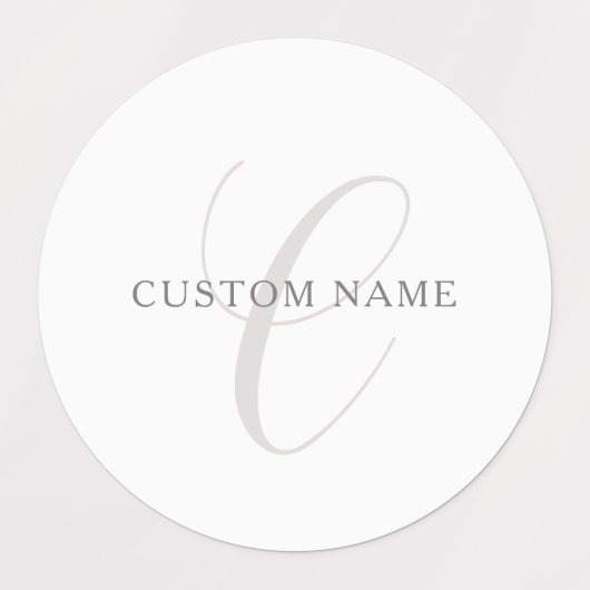 Elegant modern monogram | Grijs & Wit (bewerkbaar) Labels (Design 2)