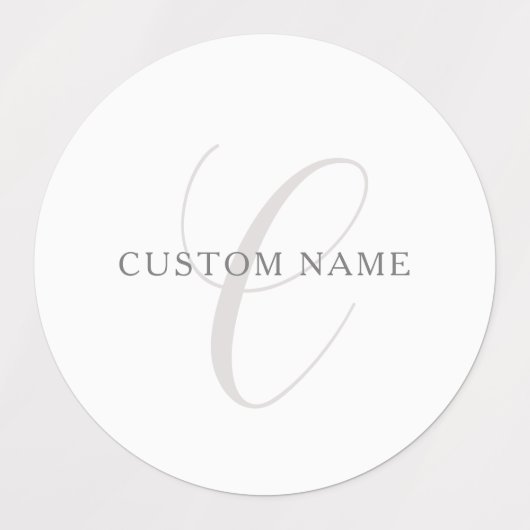 Elegant modern monogram | Grijs & Wit (bewerkbaar) Labels (Design 1)