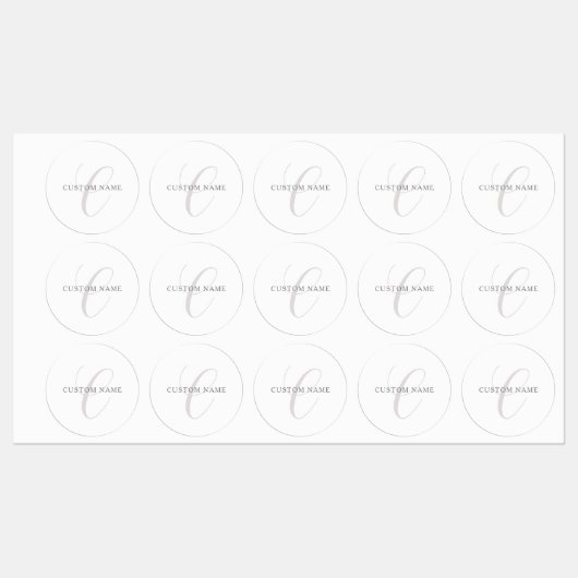 Elegant modern monogram | Grijs & Wit (bewerkbaar) Labels (Vel)