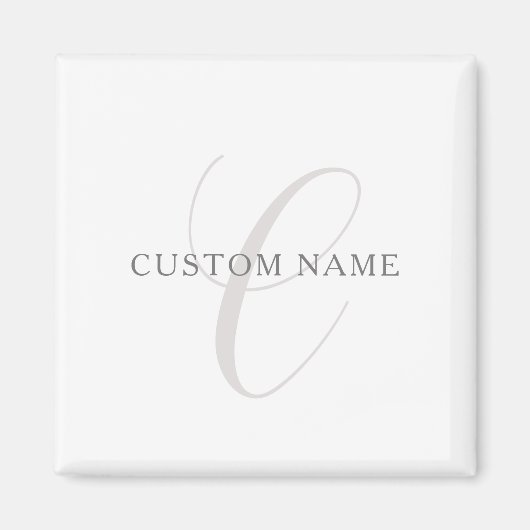 Elegant modern monogram | Grijs & Wit (bewerkbaar) Magneet (Voorkant)