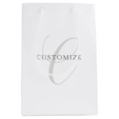 Elegant modern monogram | Grijs & Wit (bewerkbaar) Medium Cadeauzakje (Voorkant)