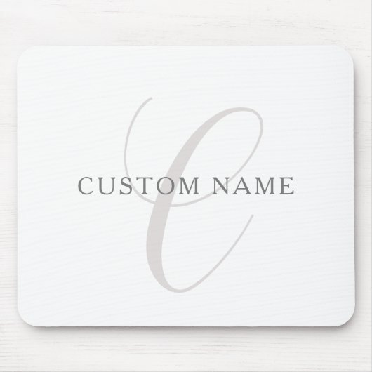 Elegant modern monogram | Grijs & Wit (bewerkbaar) Muismat (Voorkant)