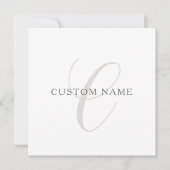 Elegant modern monogram | Grijs & Wit (bewerkbaar) Notitiekaartje (Voorkant)