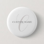 Elegant modern monogram | Grijs & Wit (bewerkbaar) Ronde Button 5,7 Cm (Voorkant)