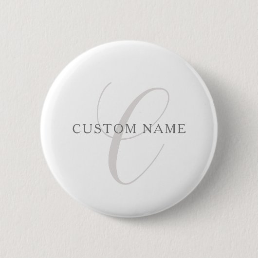 Elegant modern monogram | Grijs & Wit (bewerkbaar) Ronde Button 5,7 Cm (Voorkant)