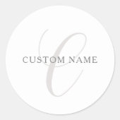Elegant modern monogram | Grijs & Wit (bewerkbaar) Ronde Sticker (Voorkant)