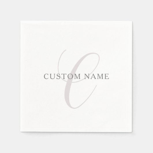 Elegant modern monogram | Grijs & Wit (bewerkbaar) Servet (Voorkant)