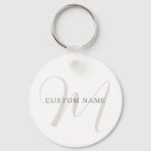 Elegant modern monogram | Grijs & Wit (bewerkbaar) Sleutelhanger (Voorkant)