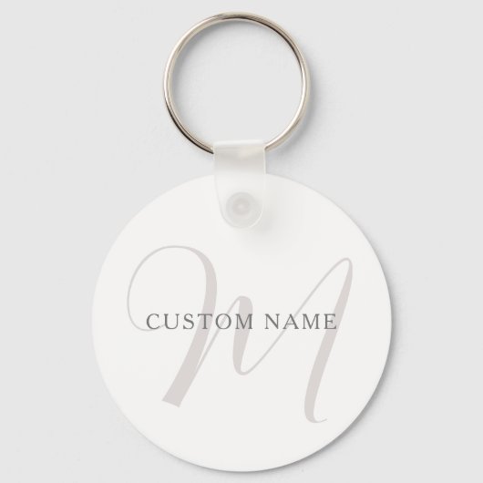 Elegant modern monogram | Grijs & Wit (bewerkbaar) Sleutelhanger (Voorkant)