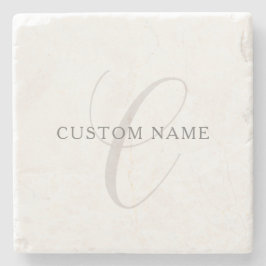 Elegant modern monogram | Grijs & Wit (bewerkbaar) Stenen Onderzetter