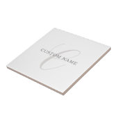 Elegant modern monogram | Grijs & Wit (bewerkbaar) Tegeltje (Zijkant)
