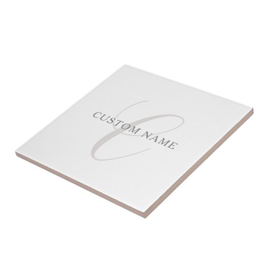 Elegant modern monogram | Grijs & Wit (bewerkbaar) Tegeltje (Zijkant)