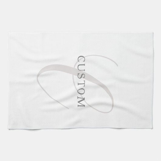 Elegant modern monogram | Grijs & Wit (bewerkbaar) Theedoek (Horizontaal)