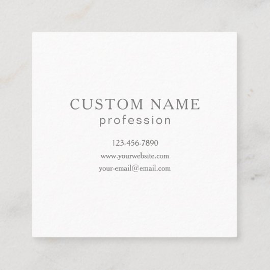 Elegant modern monogram | Grijs & Wit (bewerkbaar) Vierkante Visitekaartje (Achterkant)