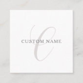 Elegant modern monogram | Grijs & Wit (bewerkbaar) Vierkante Visitekaartje (Voorkant)