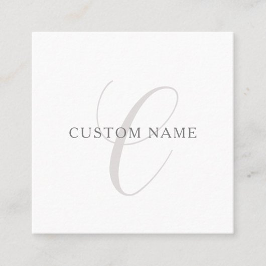 Elegant modern monogram | Grijs & Wit (bewerkbaar) Vierkante Visitekaartje (Voorkant)