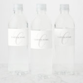 Elegant modern monogram | Grijs & Wit (bewerkbaar) Waterfles Etiket (Flessen)