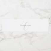 Elegant modern monogram | Grijs & Wit (bewerkbaar) Waterfles Etiket (Enkel label)