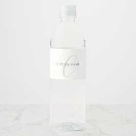 Elegant modern monogram | Grijs & Wit (bewerkbaar) Waterfles Etiket