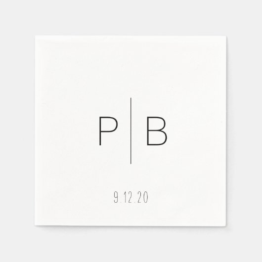 Elegant modern monogram huwelijk met aangepaste da servet (Voorkant)