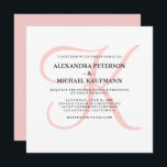 Elegant Modern Monogram in Roze Bruiloft Kaart<br><div class="desc">Deze stijlvolle bruiloftsuitnodigingen tonen uw monogram in grote,  moderne tekst gekleurd in een lichte rozen kwartsschaduw op een witte achtergrond. Een eenvoudige,  stijlvolle look voor uw moderne bruiloft.</div>