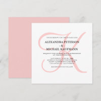 Elegant Modern Monogram in Roze Bruiloft