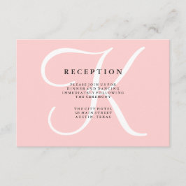 Elegant Modern Monogram in Roze Ontvangstkaart Informatiekaartje