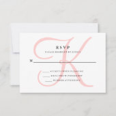 Elegant Modern Monogram in Roze RSVP Kaartje (Voorkant)